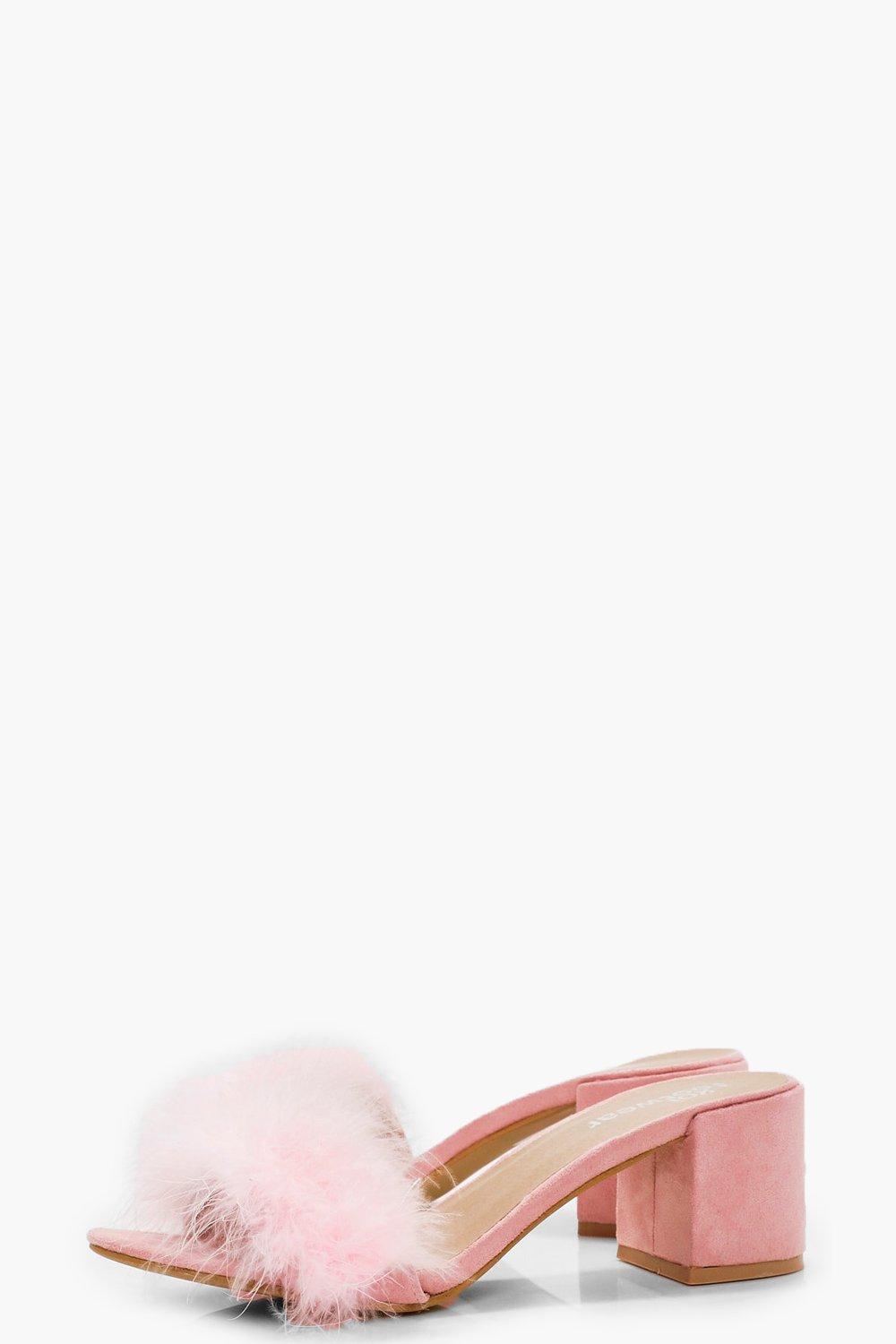 Pink sale feather mules